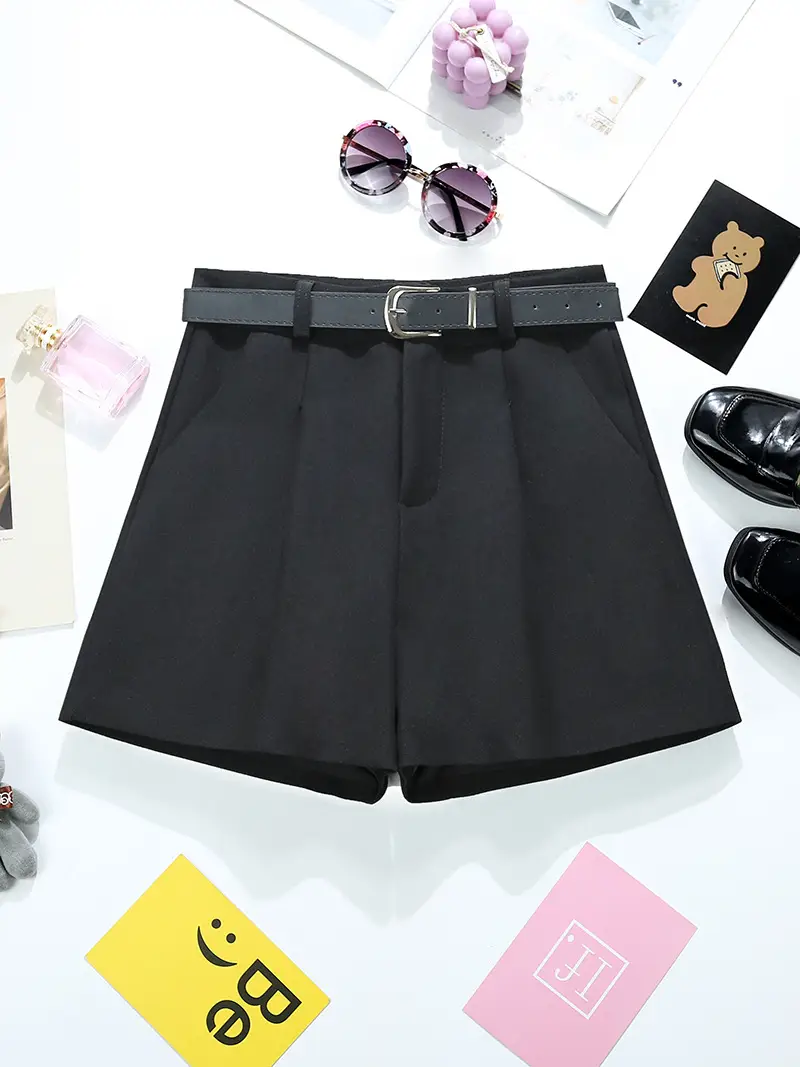 Black Belted High Waist Women Shorts Dongdaemun Style — feature 4