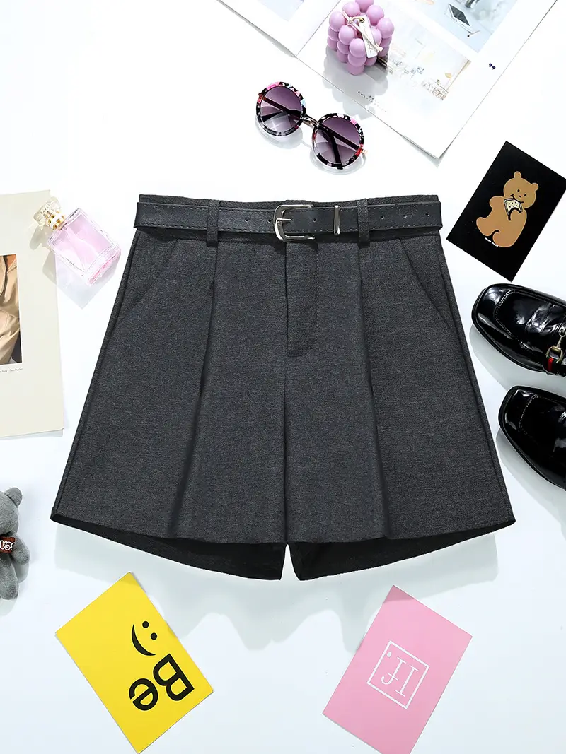 Black Belted High Waist Women Shorts Dongdaemun Style
