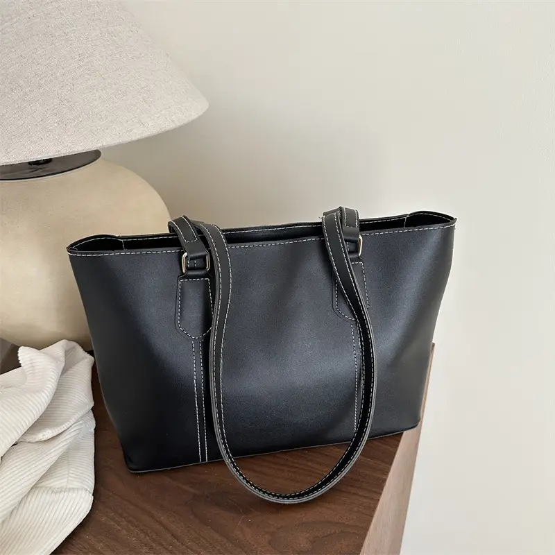 2025 Korean Style Black Leather Tote Bag for Women - Image 5