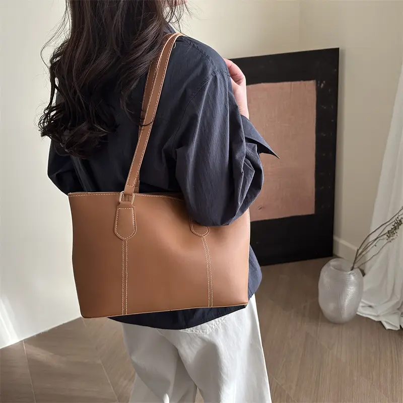 2025 Korean Style Black Leather Tote Bag for Women - Image 8