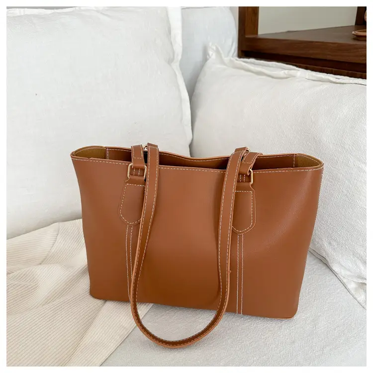 2025 Korean Style Black Leather Tote Bag for Women - Image 4