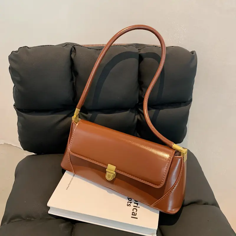 Retro Underarm Lock Bag Women Brown 2025 - Image 6