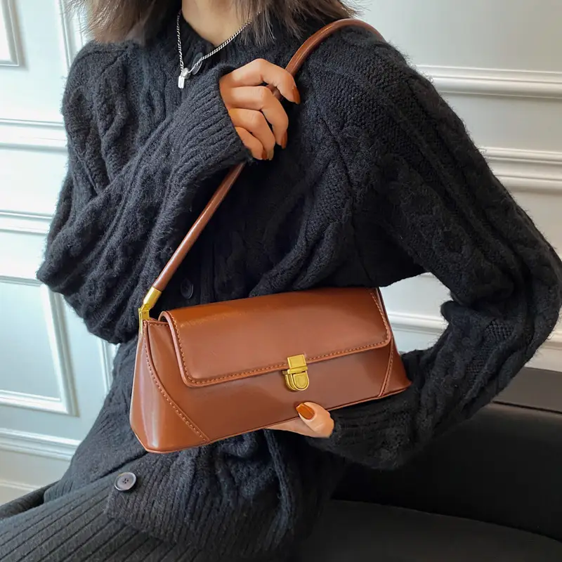 Retro Underarm Lock Bag Women Brown 2025 - Image 8