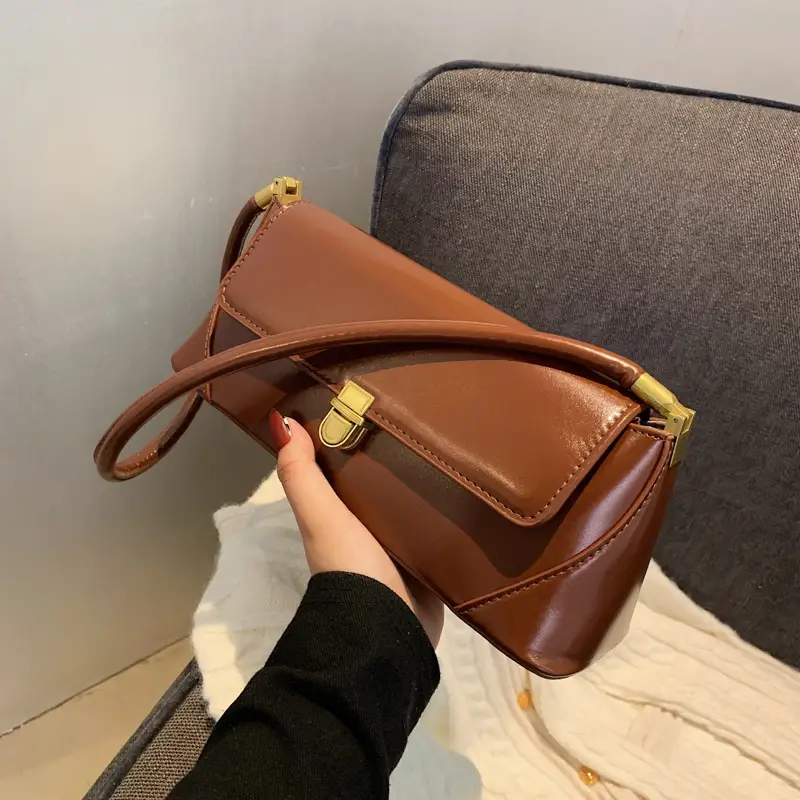 Retro Underarm Lock Bag Women Brown 2025 - Image 3