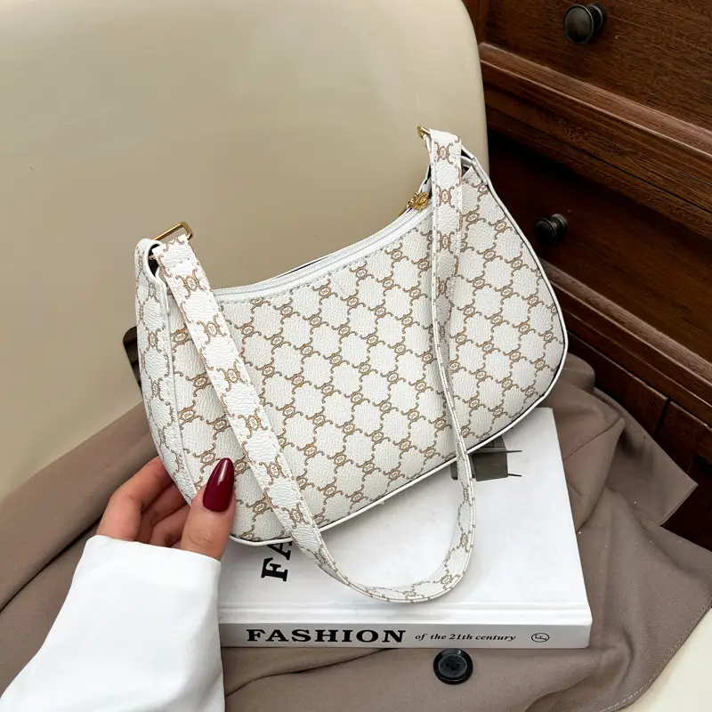 French Stiletto Shoulder Bag Women Retro Brown Monogram
