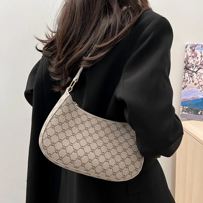 French Stiletto Shoulder Bag Women Retro Brown Monogram