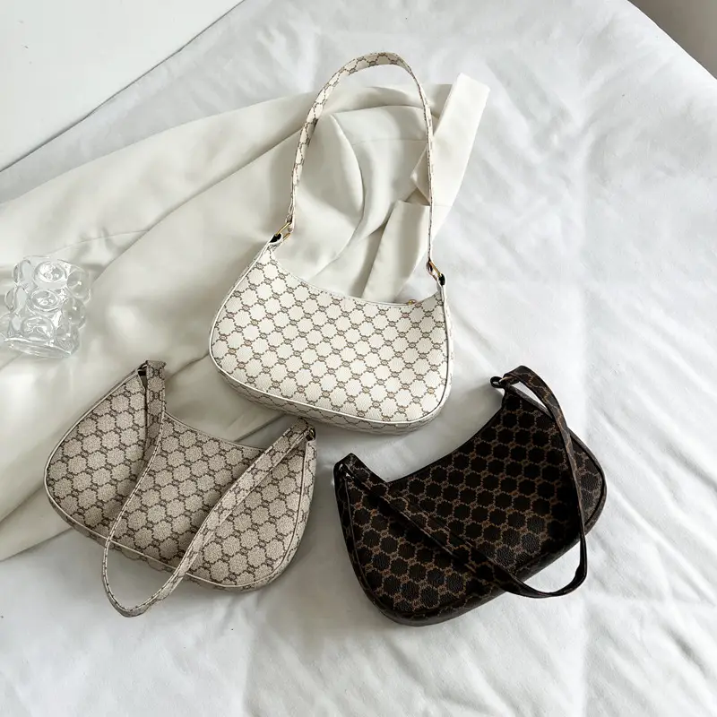 French Stiletto Shoulder Bag Women Retro Brown Monogram