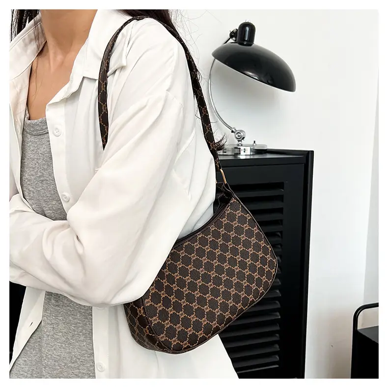 French Stiletto Shoulder Bag Women Retro Brown Monogram — feature 12