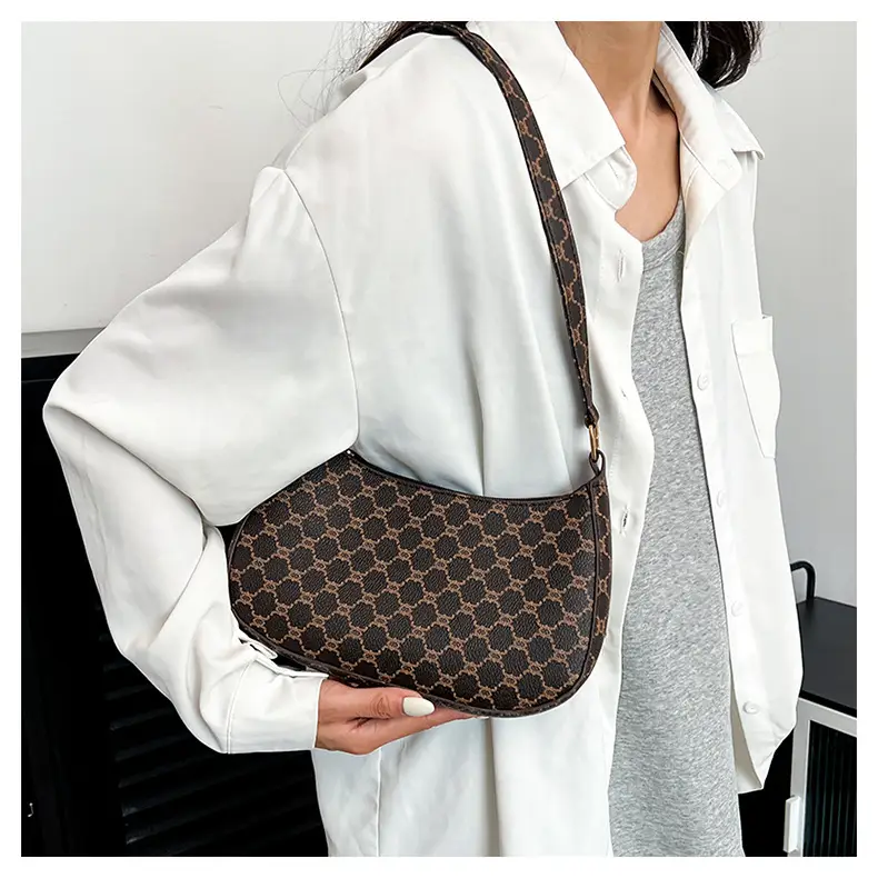 French Stiletto Shoulder Bag Women Retro Brown Monogram — feature 14