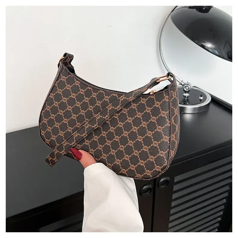 French Stiletto Shoulder Bag Women Retro Brown Monogram
