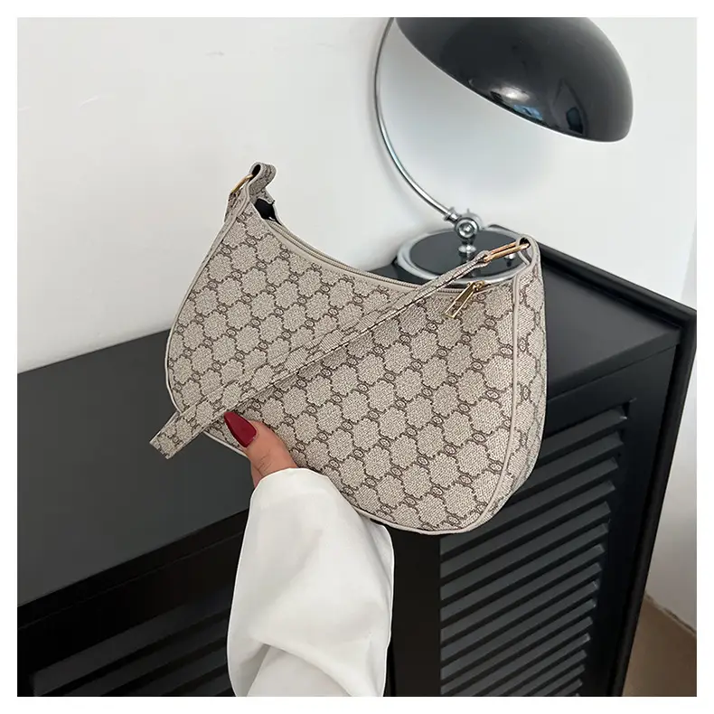 French Stiletto Shoulder Bag Women Retro Brown Monogram
