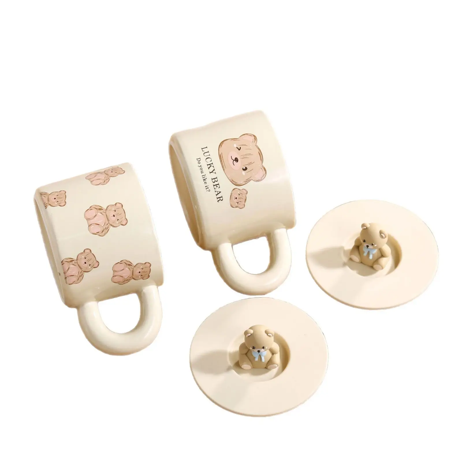 Cute Bear Ceramic Milk Fufu Cups for Girls - Image 9