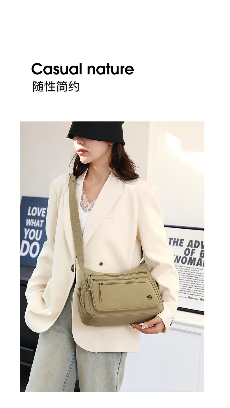 2025 New Green Nylon Crossbody Bag Multi-compartment Storage All-match — feature 10