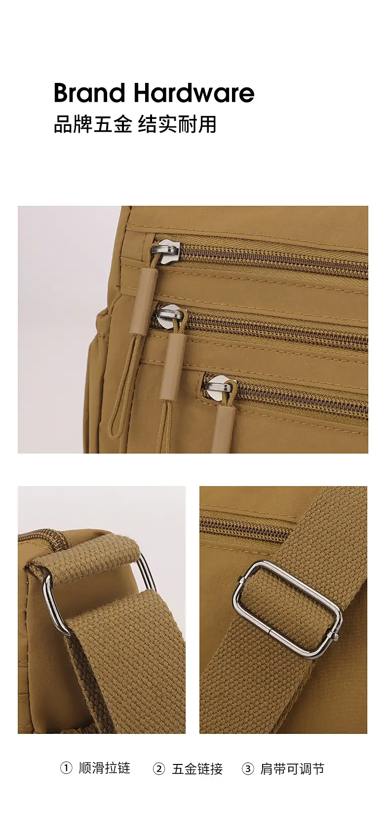 2025 New Green Nylon Crossbody Bag Multi-compartment Storage All-match — feature 16