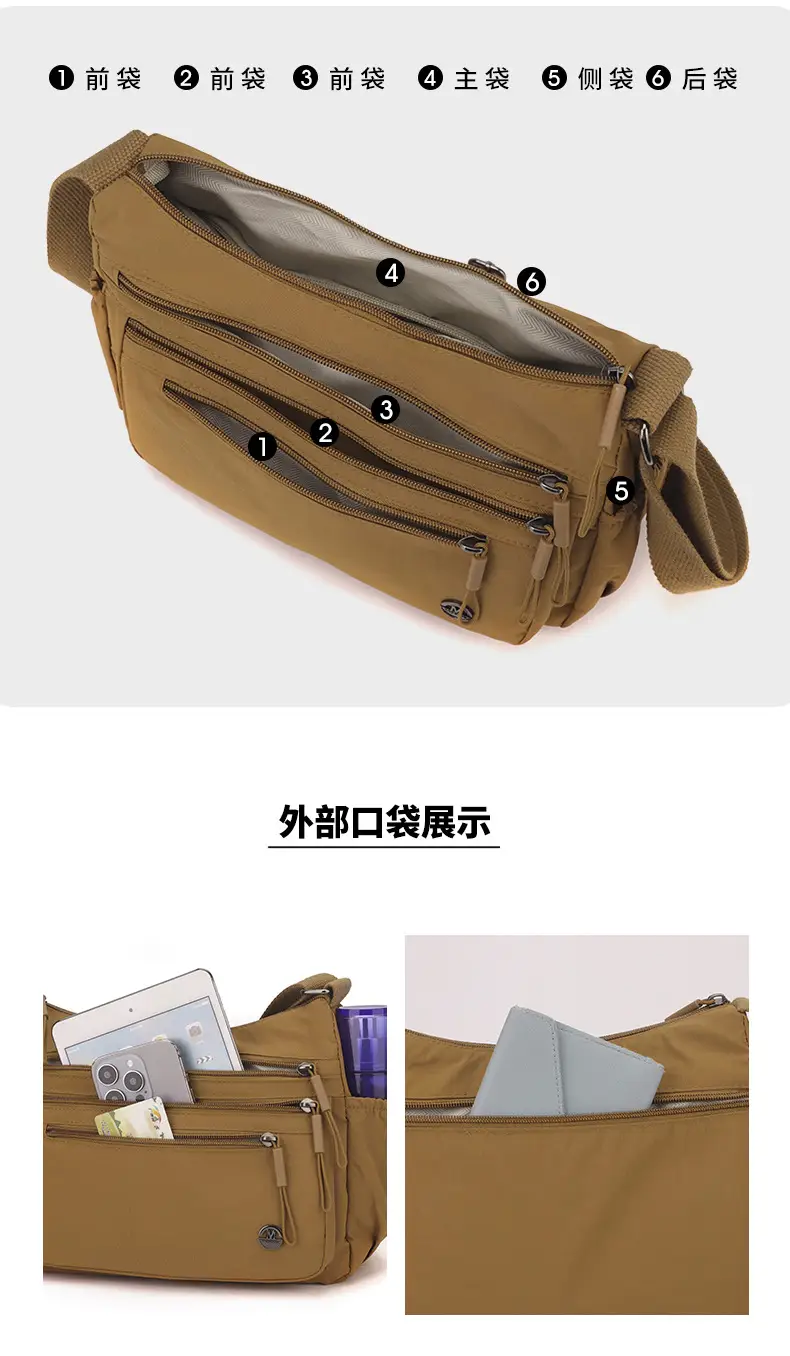 2025 New Green Nylon Crossbody Bag Multi-compartment Storage All-match — feature 8
