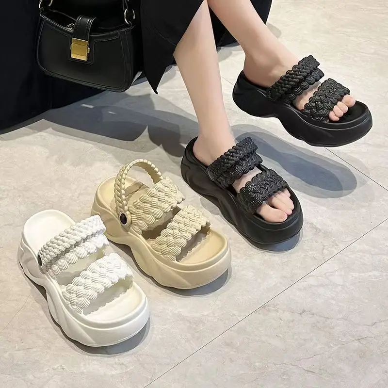 Women's White Braided Thick Sandals Summer 2025 - Image 6