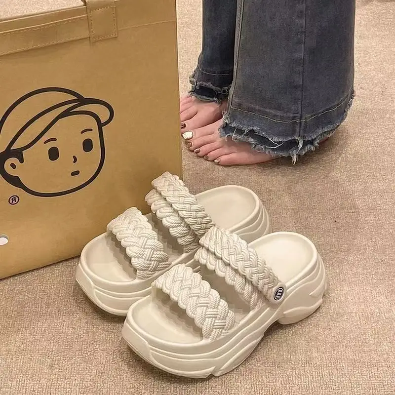 Women's White Braided Thick Sandals Summer 2025 - Image 7