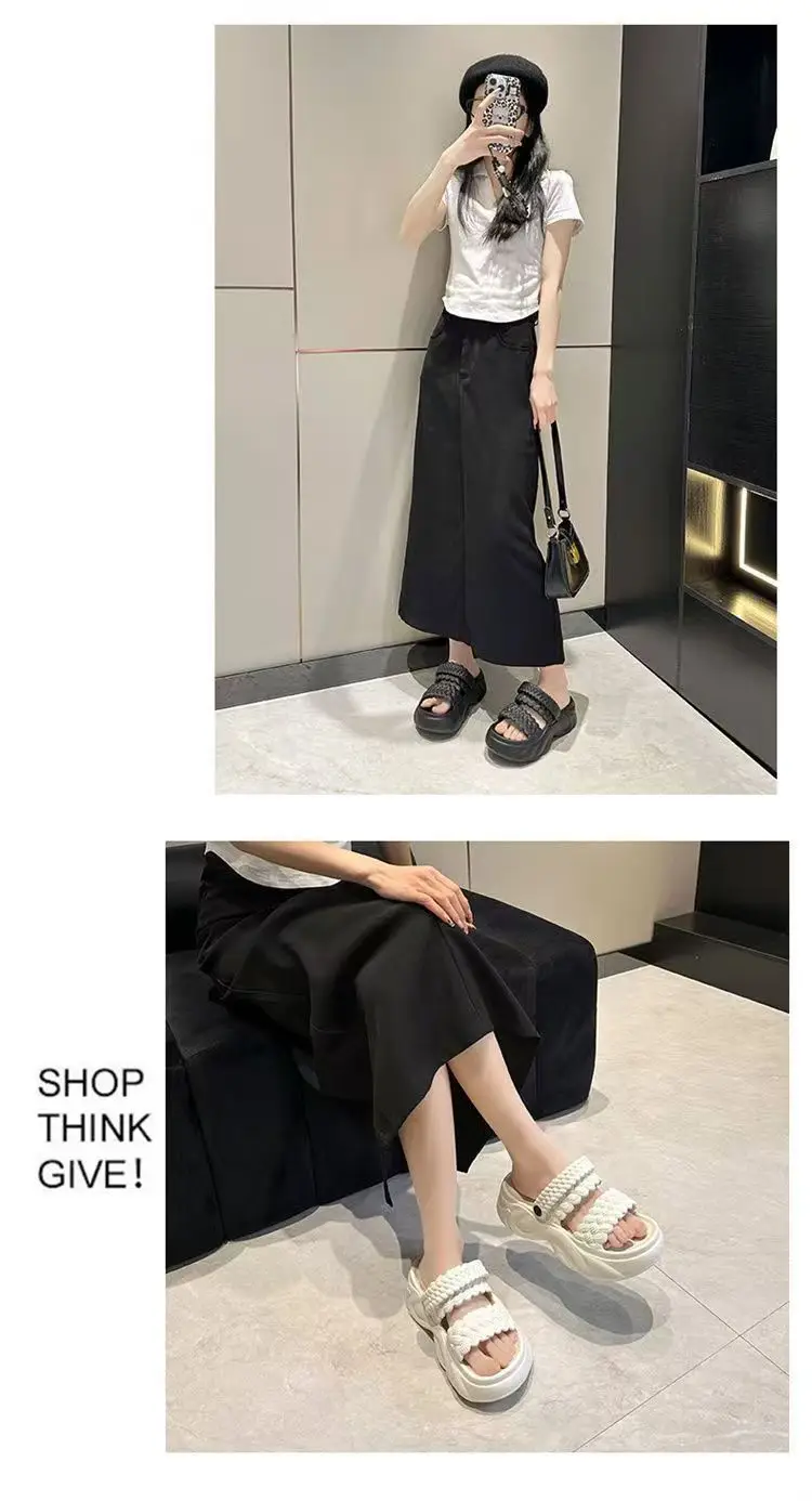 Women's White Braided Thick Sandals Summer 2025 — feature 12