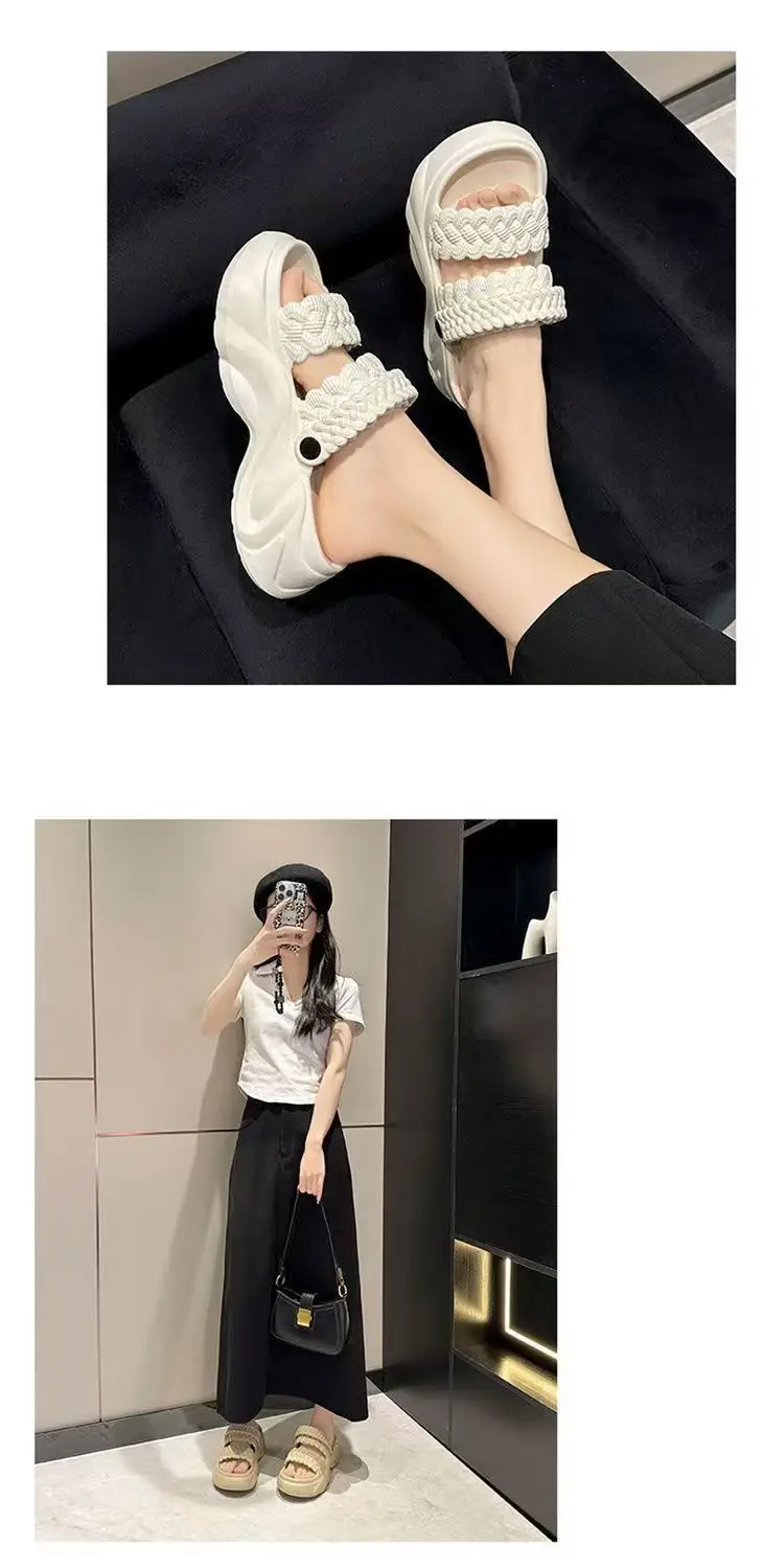 Women's White Braided Thick Sandals Summer 2025 — feature 13
