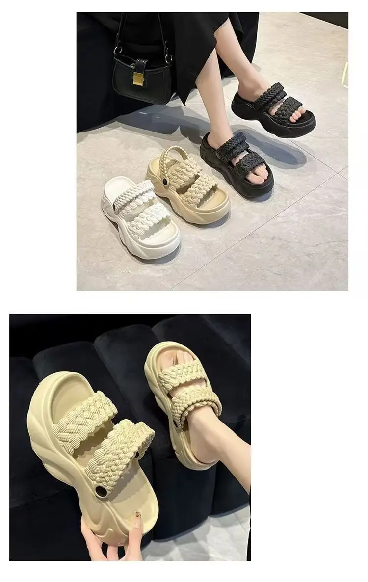 Women's White Braided Thick Sandals Summer 2025 — feature 14