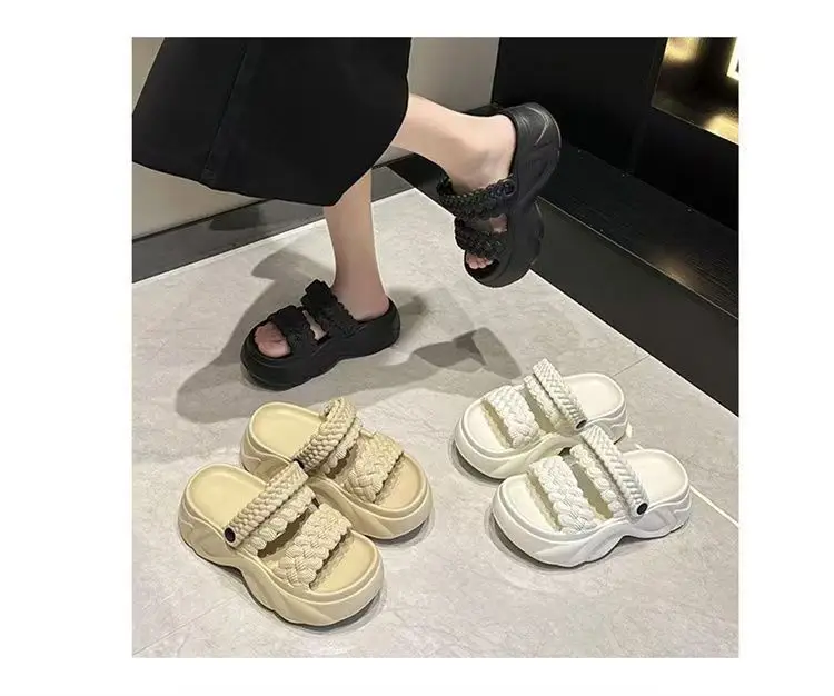 Women's White Braided Thick Sandals Summer 2025 — feature 2
