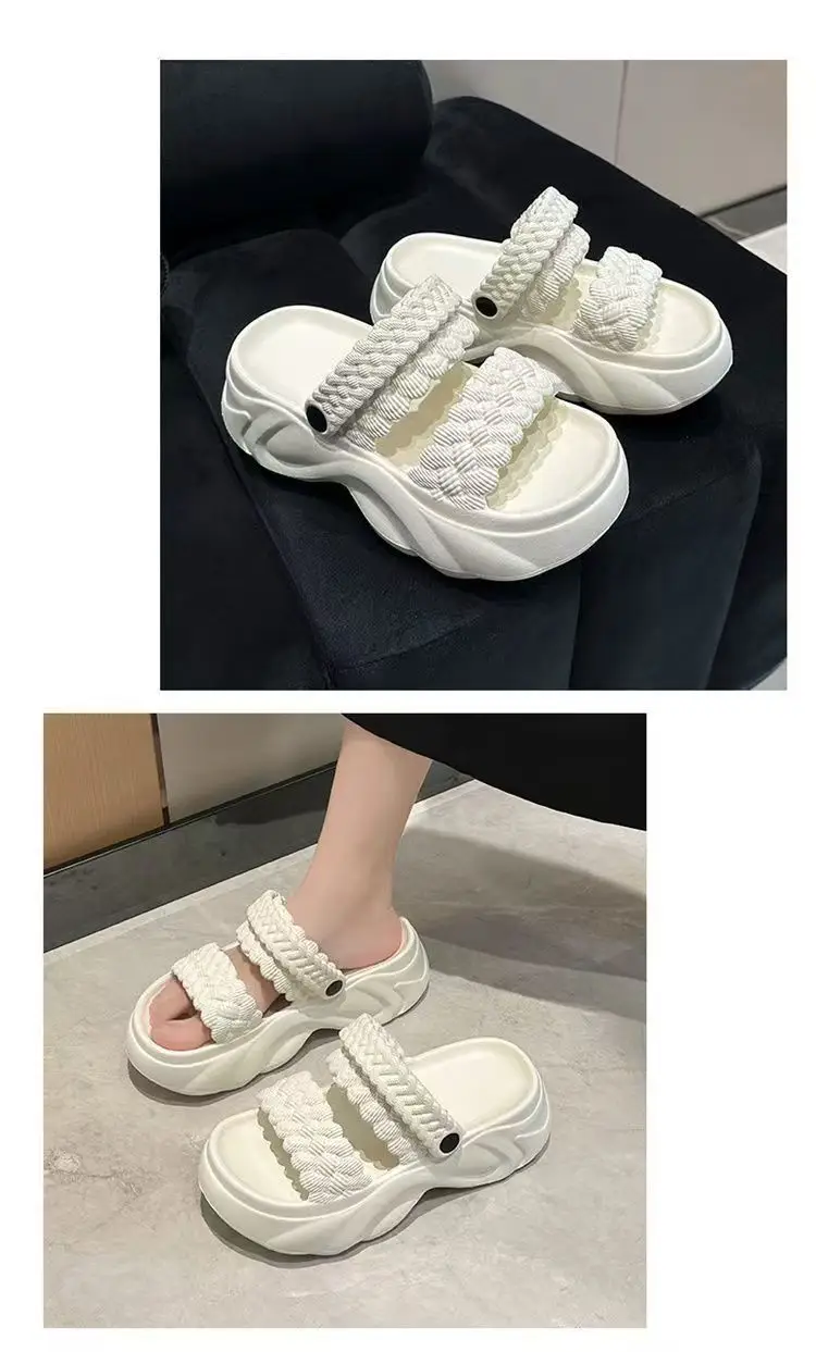 Women's White Braided Thick Sandals Summer 2025 — feature 4