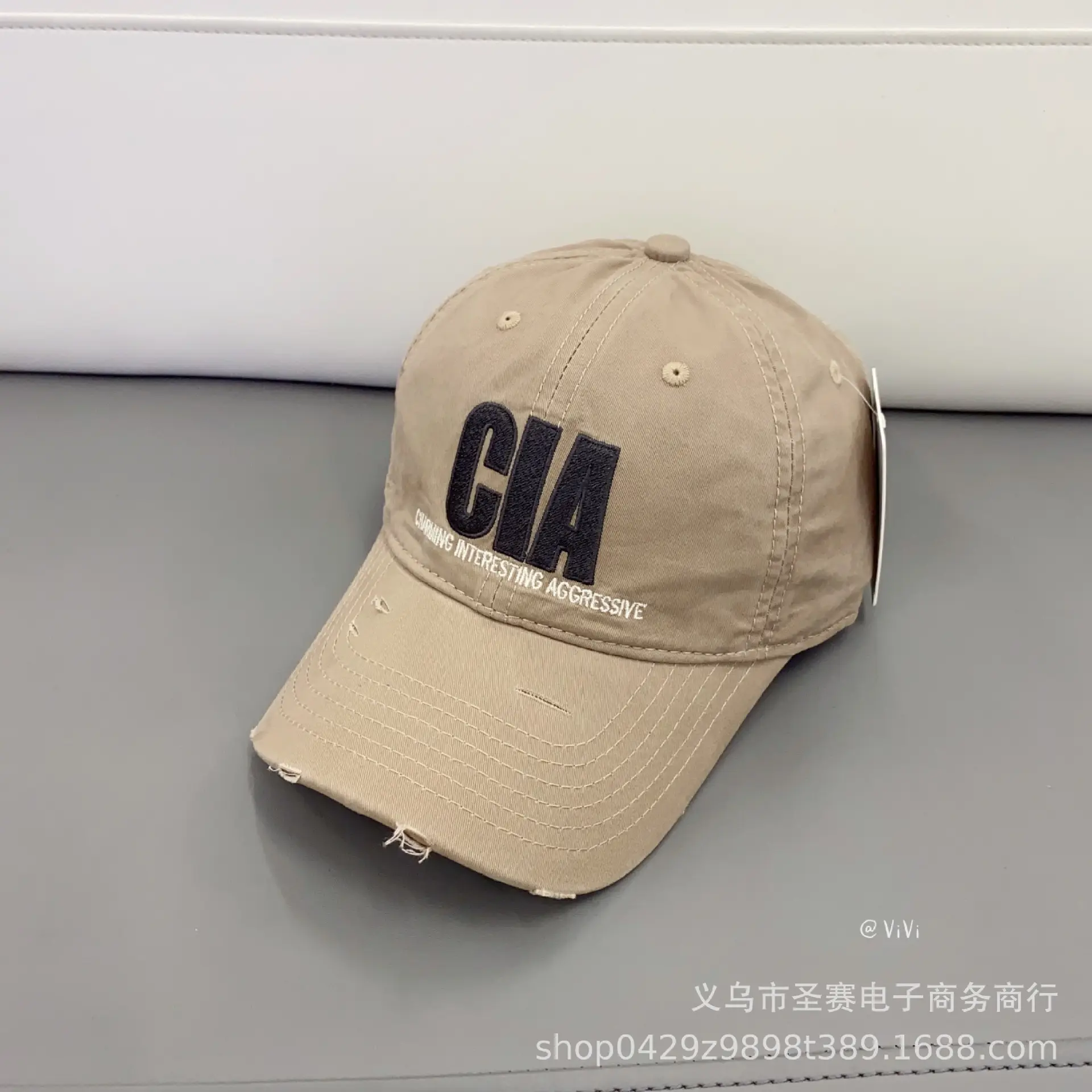 CIA Embroidered White Baseball Cap All-Match - Image 3