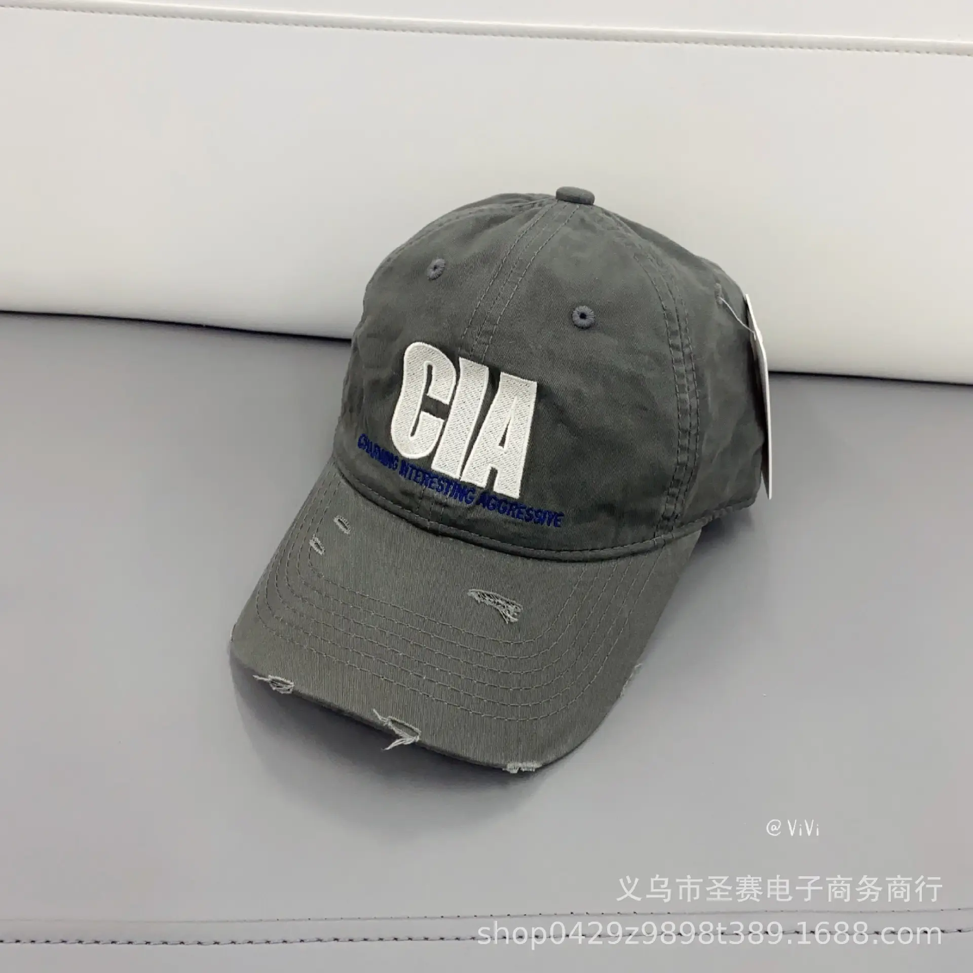 CIA Embroidered White Baseball Cap All-Match - Image 8