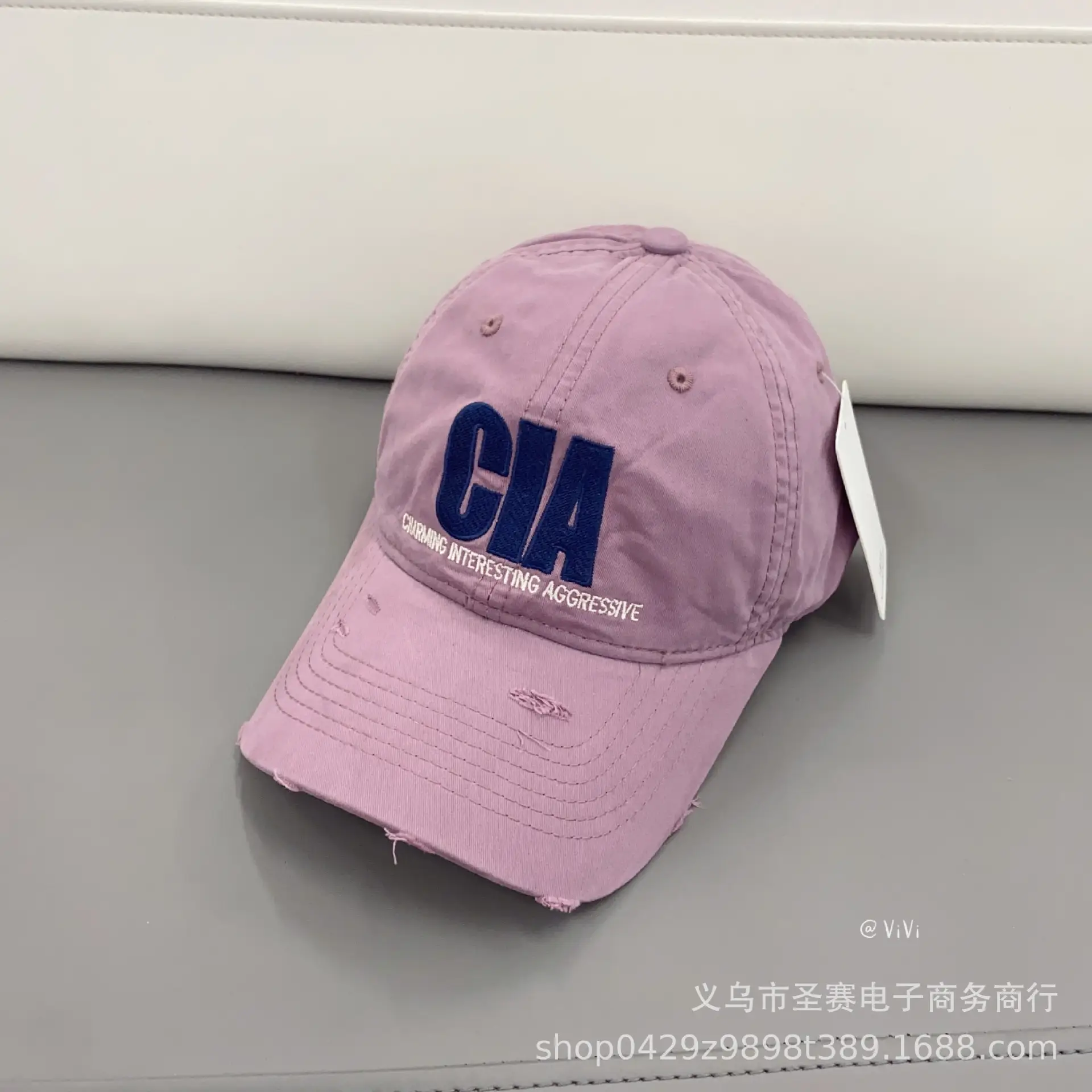 CIA Embroidered White Baseball Cap All-Match - Image 9