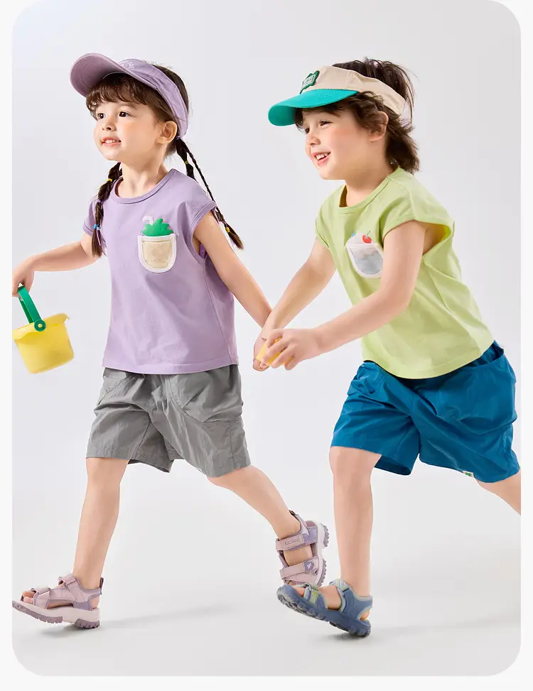 Cool Summer Kids Vest Blue White Sleeveless T-Shirt — feature 13