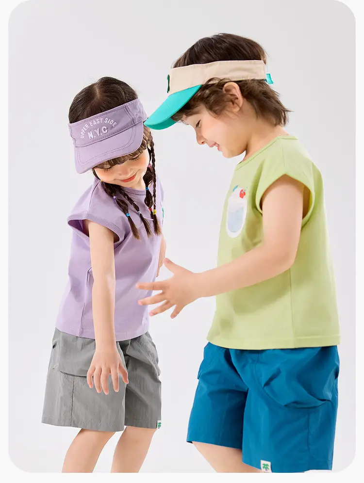 Cool Summer Kids Vest Blue White Sleeveless T-Shirt — feature 15