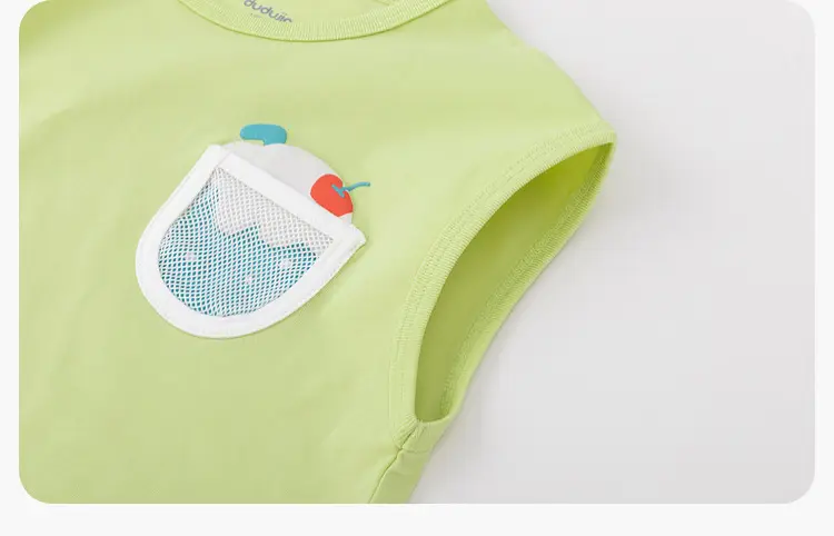 Cool Summer Kids Vest Blue White Sleeveless T-Shirt — feature 20