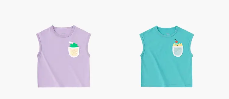 Cool Summer Kids Vest Blue White Sleeveless T-Shirt — feature 9