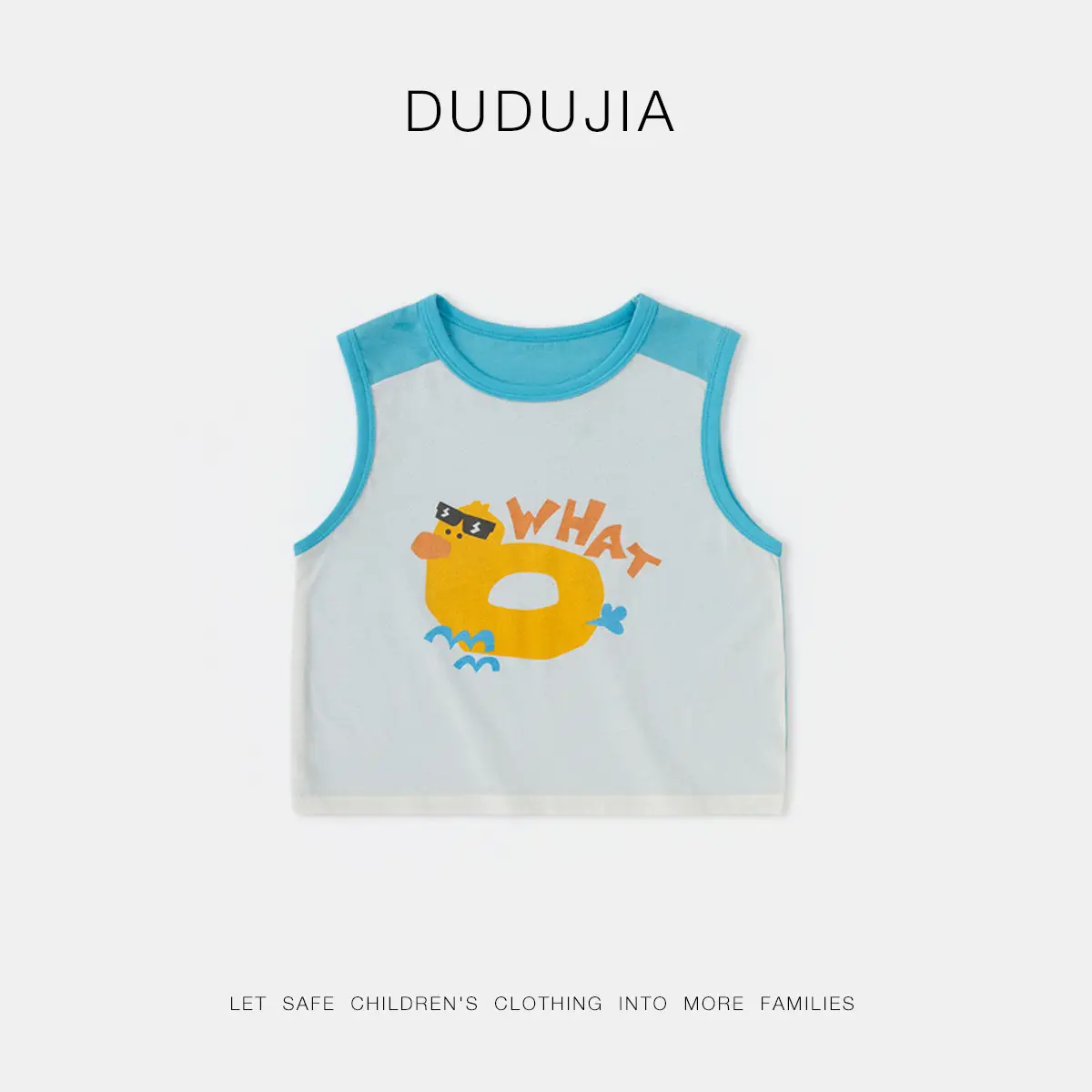 Cool Summer Kids Vest Blue White Sleeveless T-Shirt - Image 15