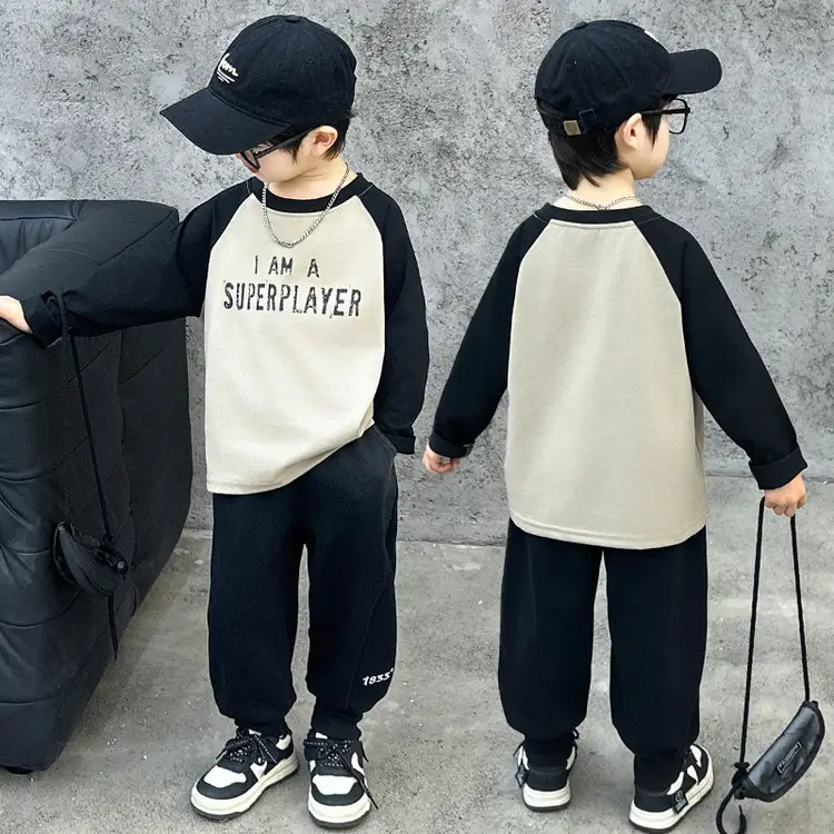 Boys Raglan Sleeve Letter T-Shirt Black White 2025 - Image 6
