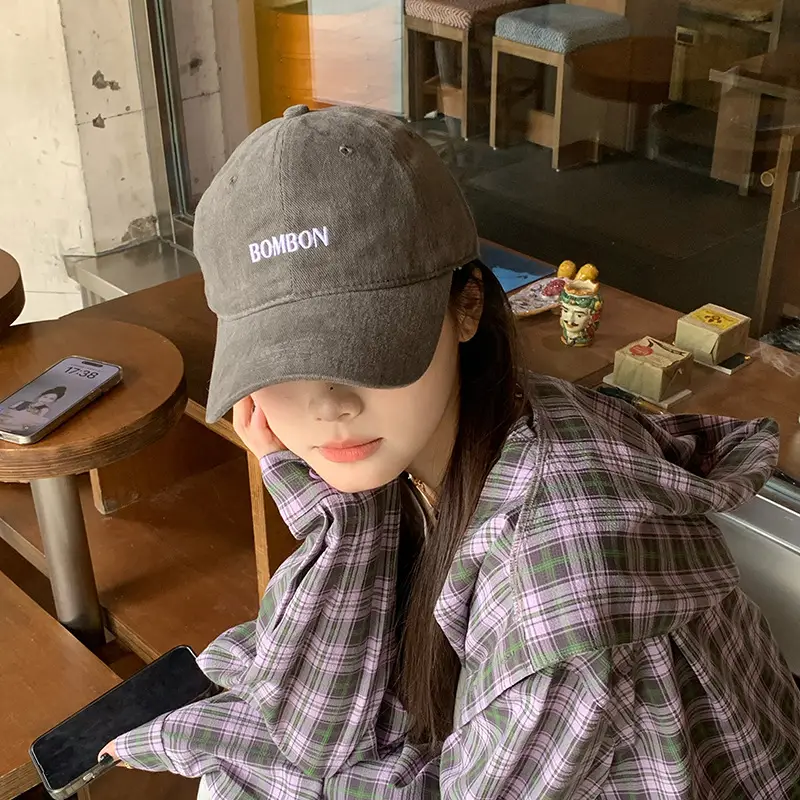 Women Blue Plaid Baseball Cap Brushed Cotton Large - Image 8