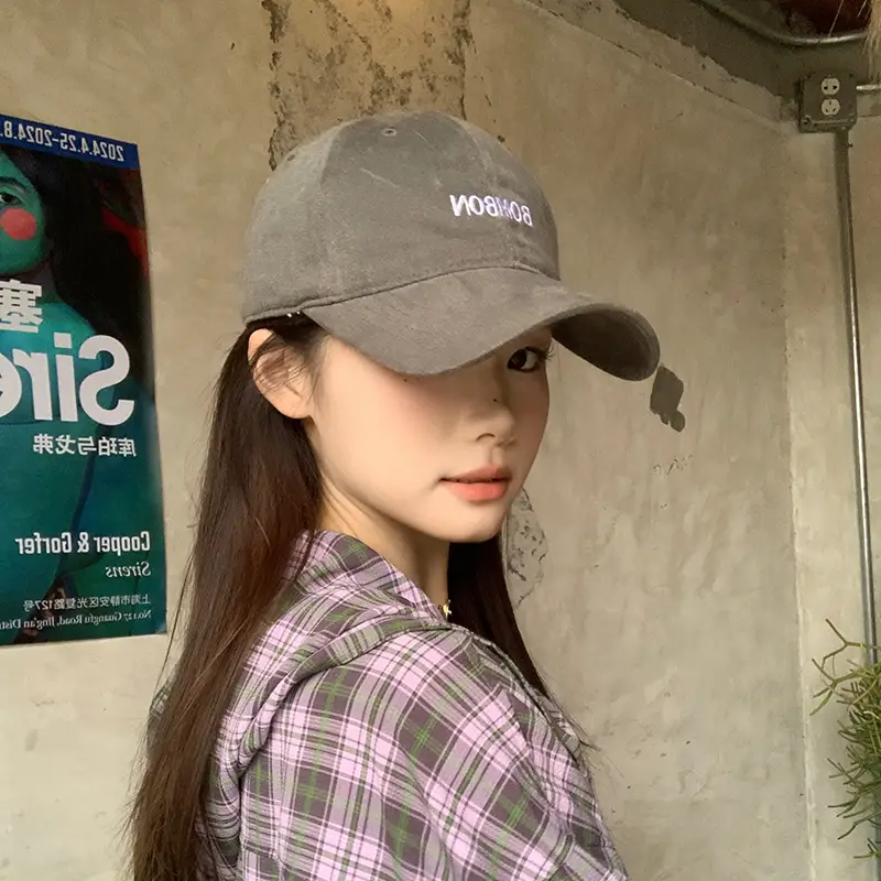 Women Blue Plaid Baseball Cap Brushed Cotton Large - Image 10