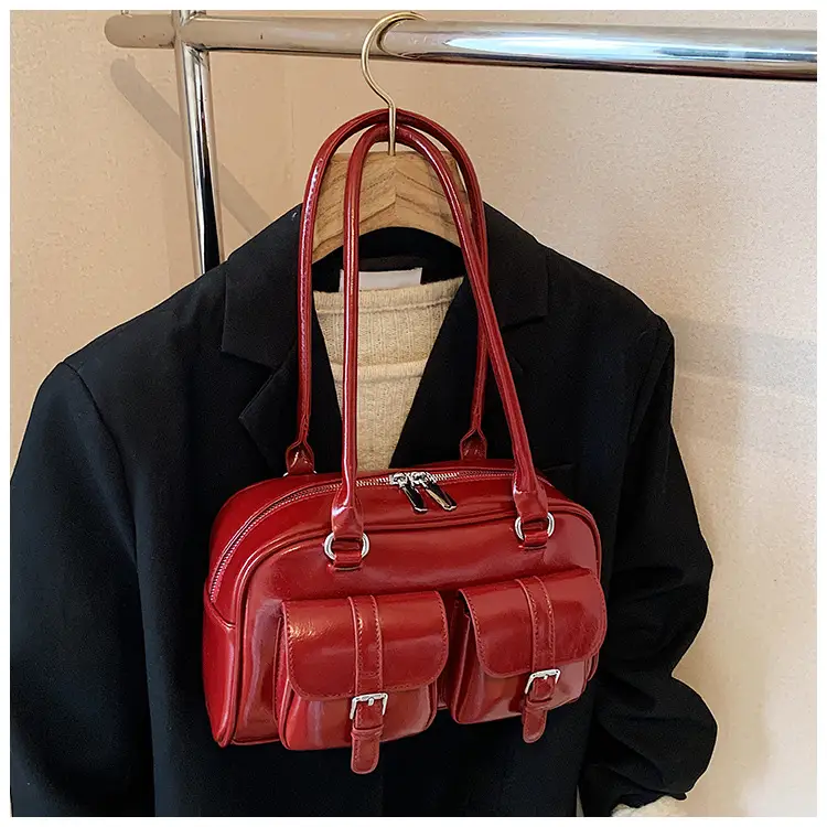 Silver Korean Style Bowling Bag with Multi Pocket Design — feature 25