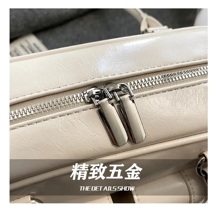 Silver Korean Style Bowling Bag with Multi Pocket Design — feature 4