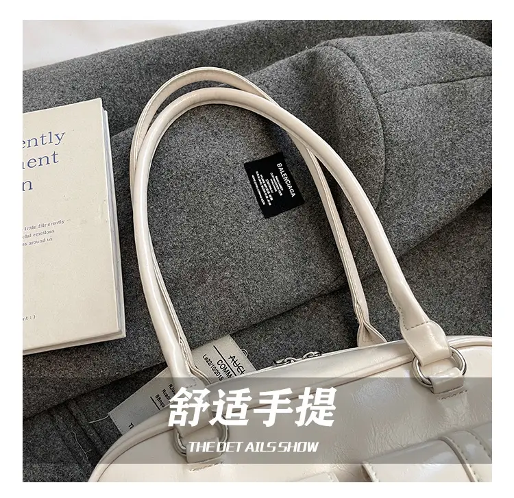 Silver Korean Style Bowling Bag with Multi Pocket Design — feature 6
