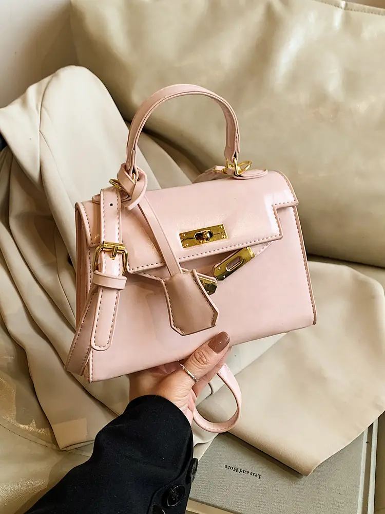 Red Leather Shoulder Bag with Gold Plated Hardware - Image 10