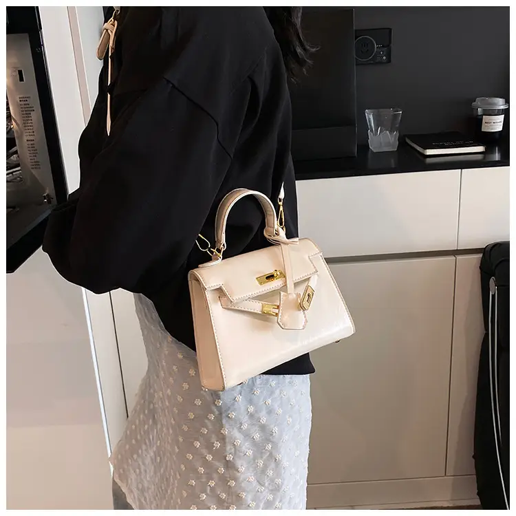 Red Leather Shoulder Bag with Gold Plated Hardware — feature 14