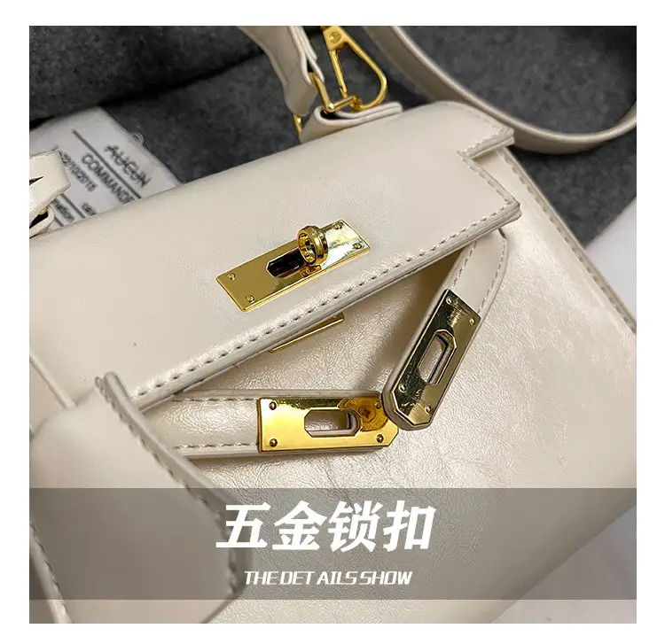 Red Leather Shoulder Bag with Gold Plated Hardware — feature 8