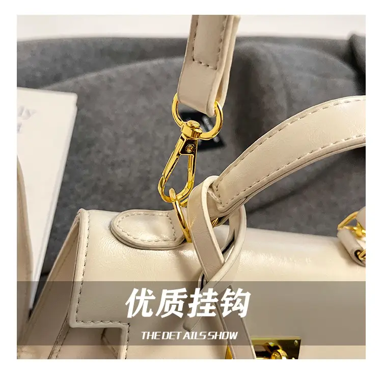 Red Leather Shoulder Bag with Gold Plated Hardware — feature 9