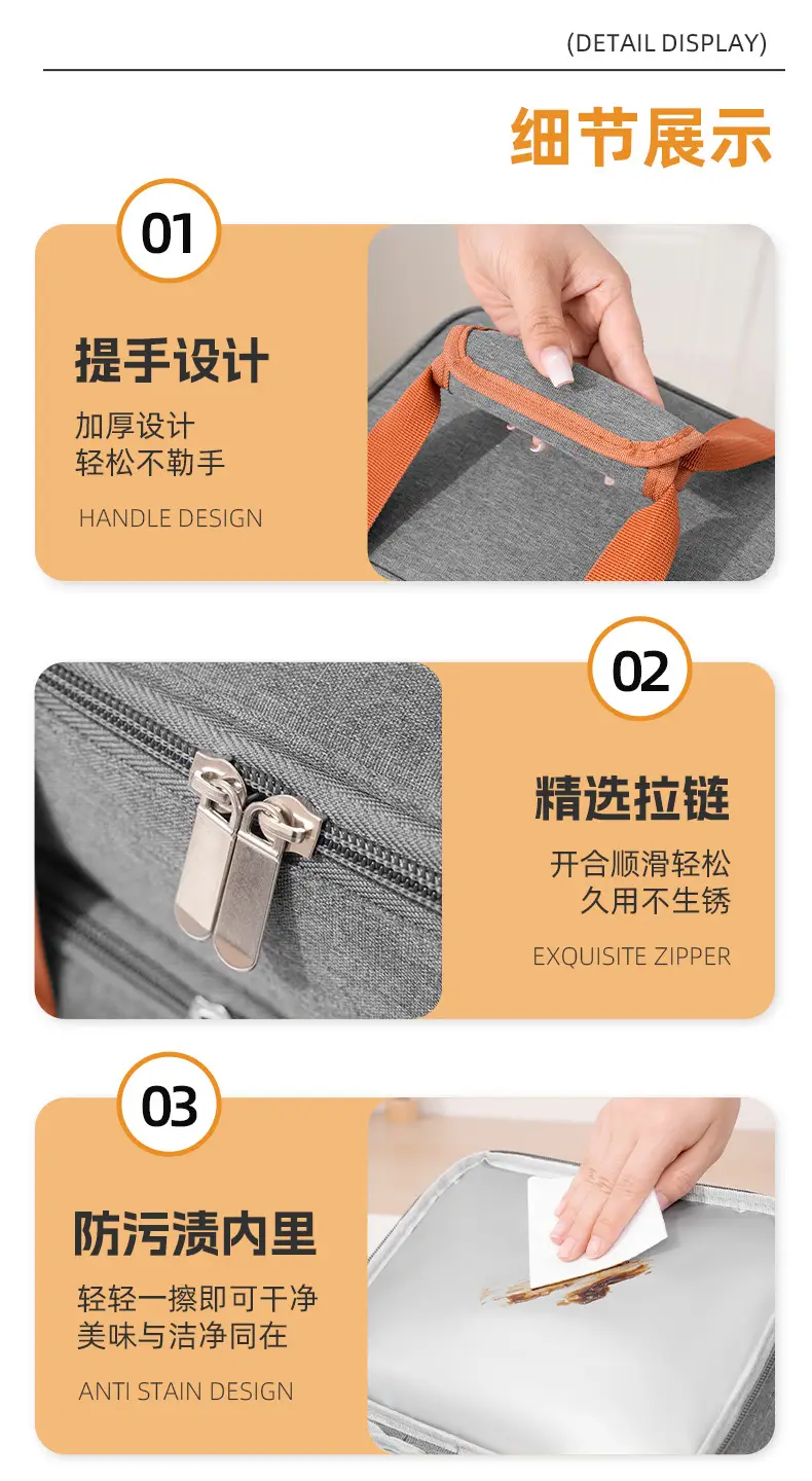 Double Layer Insulated Lunch Bag Oxford Cloth Portable Bag — feature 11