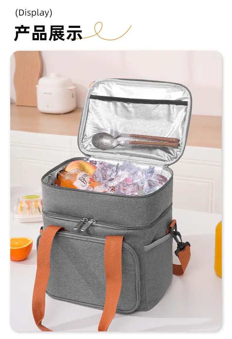 Double Layer Insulated Lunch Bag Oxford Cloth Portable Bag — feature 12
