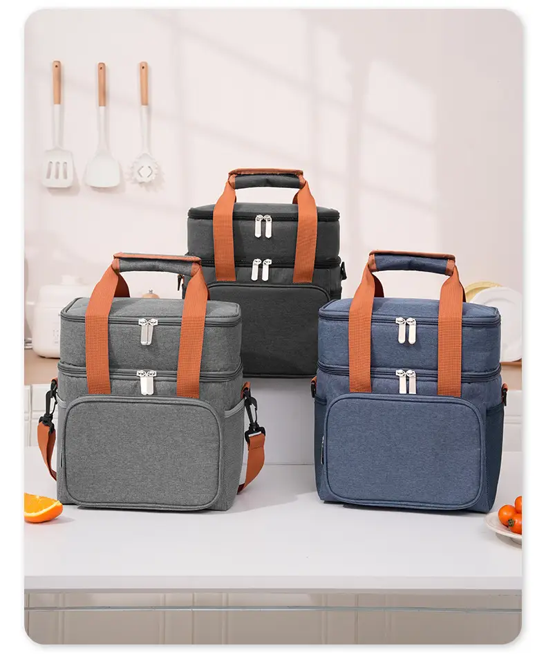 Double Layer Insulated Lunch Bag Oxford Cloth Portable Bag — feature 14
