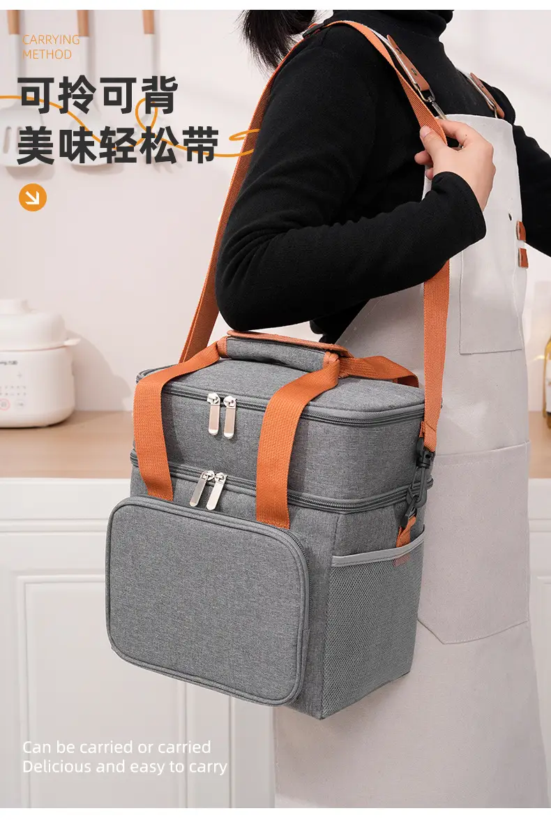 Double Layer Insulated Lunch Bag Oxford Cloth Portable Bag — feature 6