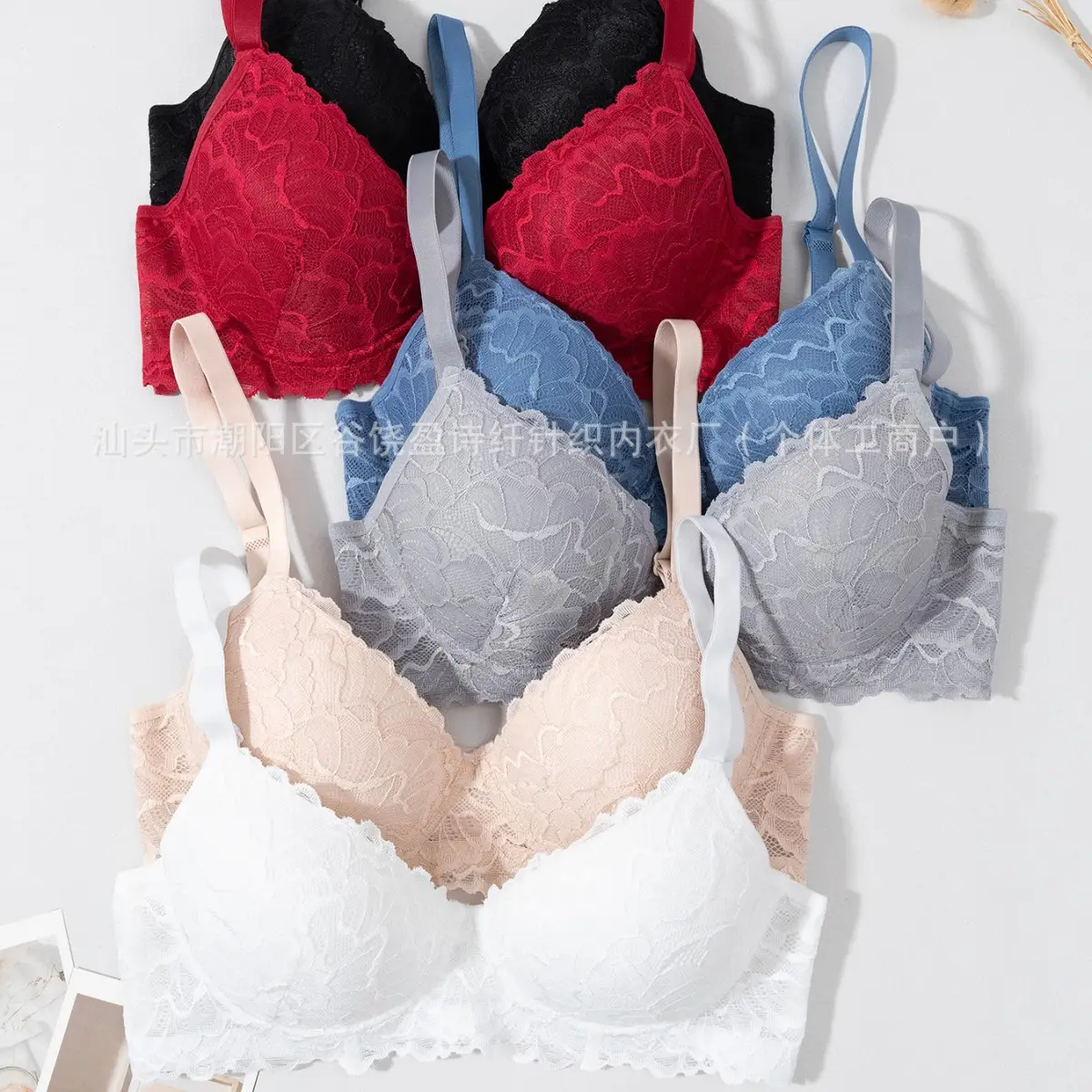 Lace Temptation Bra Adjustable Push-Up Steel Ring Underwear