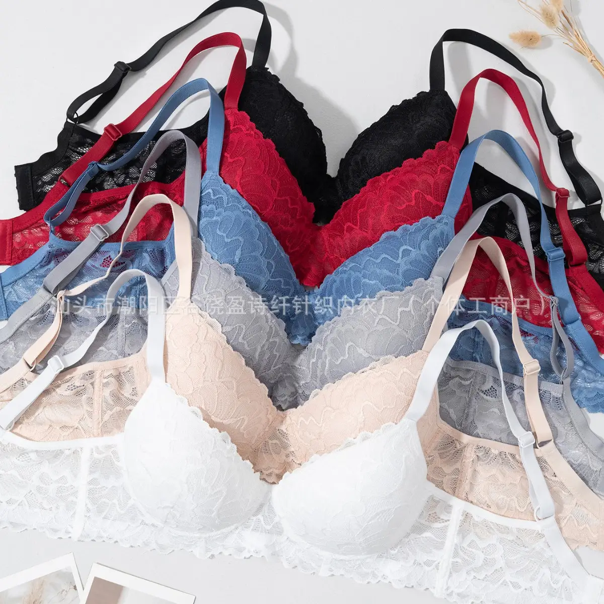 Lace Temptation Bra Adjustable Push-Up Steel Ring Underwear